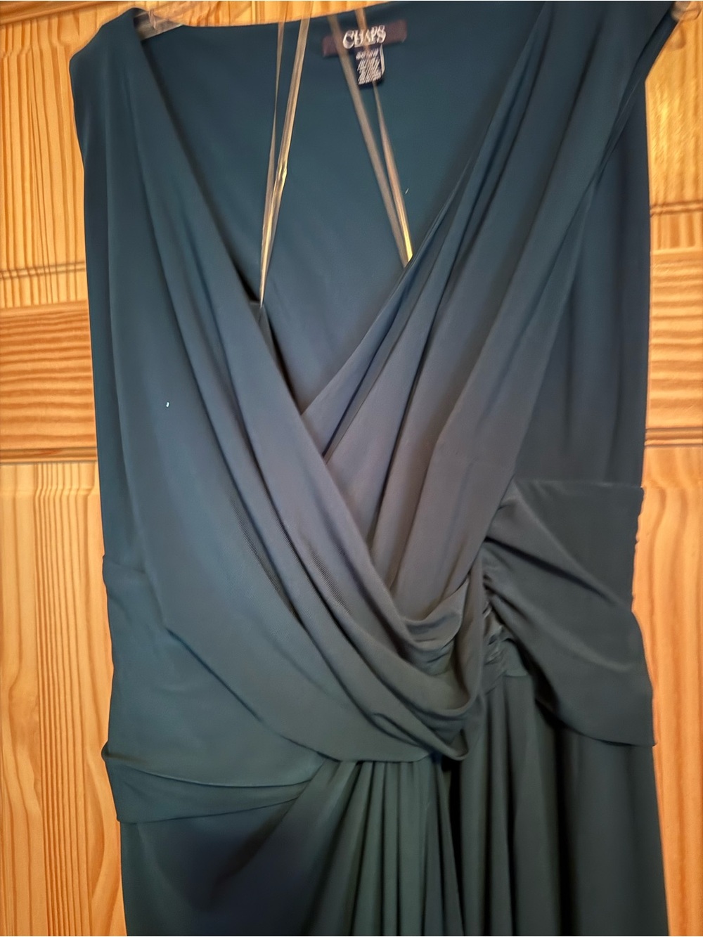 Chaps Teal Draped Surplice Women's Gown